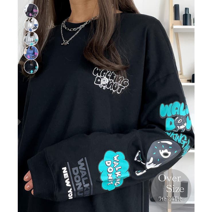 ブラック | ロンT ロンティー長袖 袖プリント | GROOVY STORE