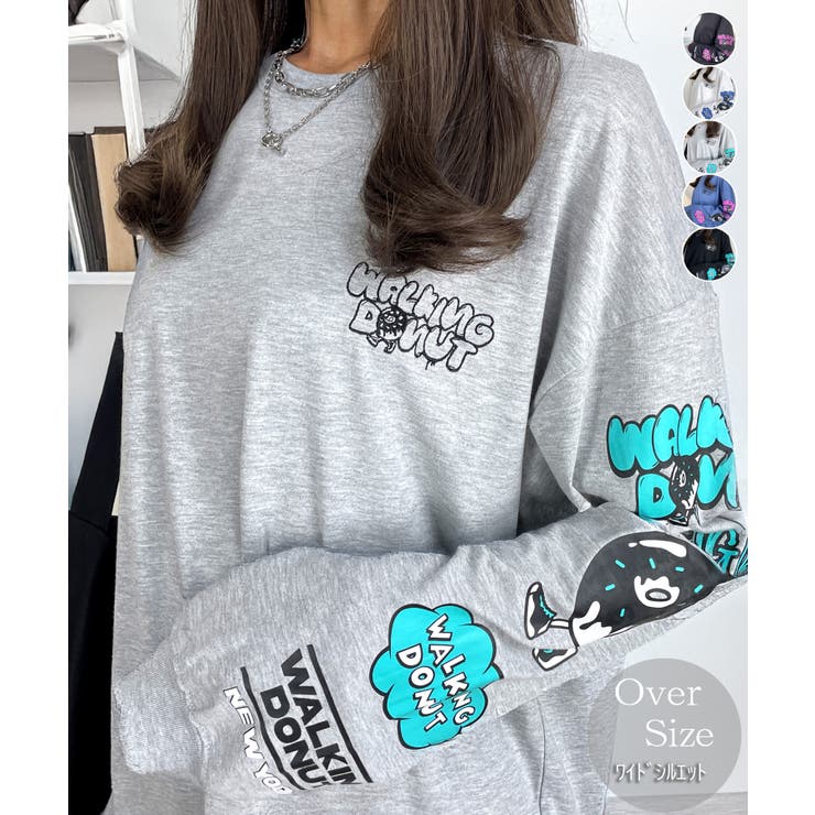 グレー | ロンT ロンティー長袖 袖プリント | GROOVY STORE