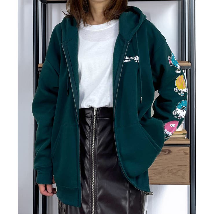 【ｵｰﾊﾞｰｻｲｽﾞ】3種類のﾃﾞｻﾞｲﾝ 裏起毛 ジップパーカー　#サークル #ドーナツ #アント #部屋着 #ルームウェア
