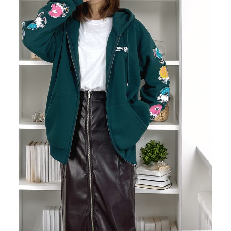 【ｵｰﾊﾞｰｻｲｽﾞ】3種類のﾃﾞｻﾞｲﾝ 裏起毛 ジップパーカー　#サークル #ドーナツ #アント #部屋着 #ルームウェア