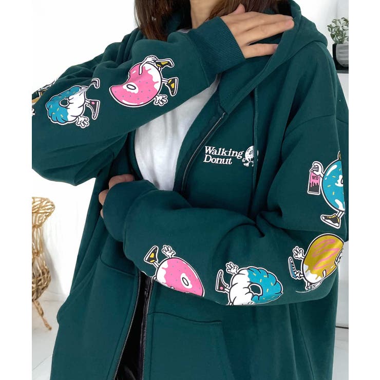 【ｵｰﾊﾞｰｻｲｽﾞ】3種類のﾃﾞｻﾞｲﾝ 裏起毛 ジップパーカー　#サークル #ドーナツ #アント #部屋着 #ルームウェア