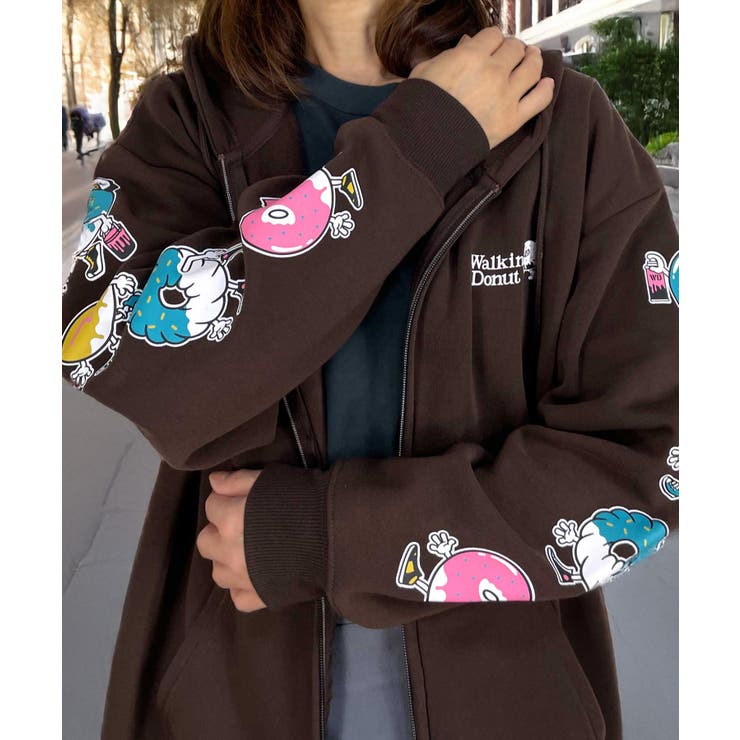 【ｵｰﾊﾞｰｻｲｽﾞ】3種類のﾃﾞｻﾞｲﾝ 裏起毛 ジップパーカー　#サークル #ドーナツ #アント #部屋着 #ルームウェア