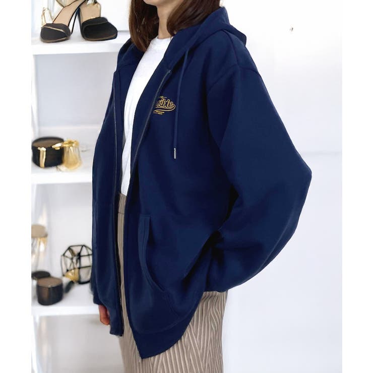 【ｵｰﾊﾞｰｻｲｽﾞ】3種類のﾃﾞｻﾞｲﾝ 裏起毛 ジップパーカー　#サークル #ドーナツ #アント #部屋着 #ルームウェア