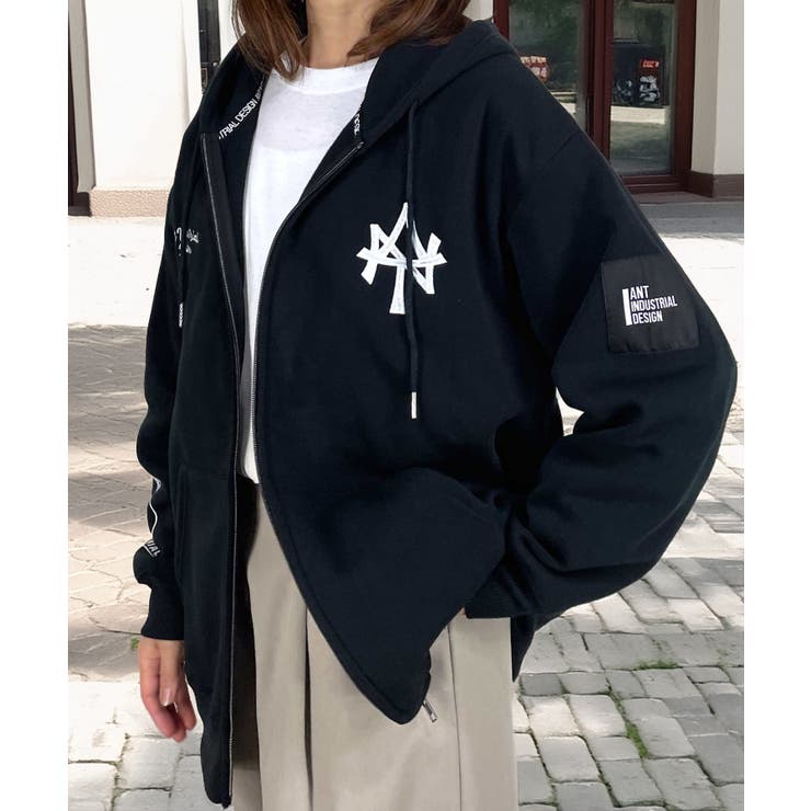 【ｵｰﾊﾞｰｻｲｽﾞ】3種類のﾃﾞｻﾞｲﾝ 裏起毛 ジップパーカー　#サークル #ドーナツ #アント #部屋着 #ルームウェア