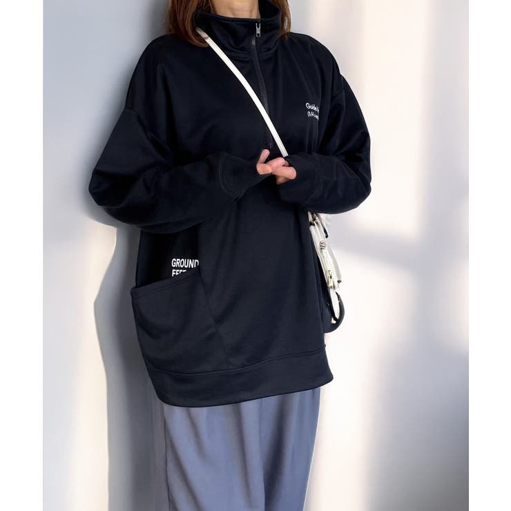 ハーフジップ カットソー ハイネック[品番:GRVK0003085 ハーフジップ カットソー ハイネック[品番:GRVK0003085