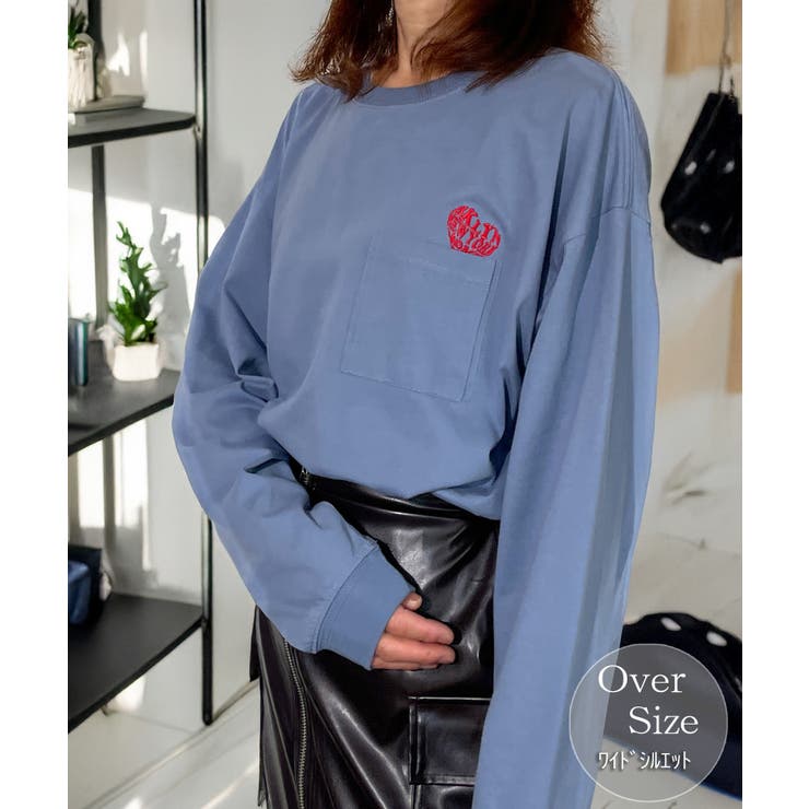 ダルブルー | 【オーバーサイズ】 ロンT 長袖 ハート ロゴ | GROOVY STORE