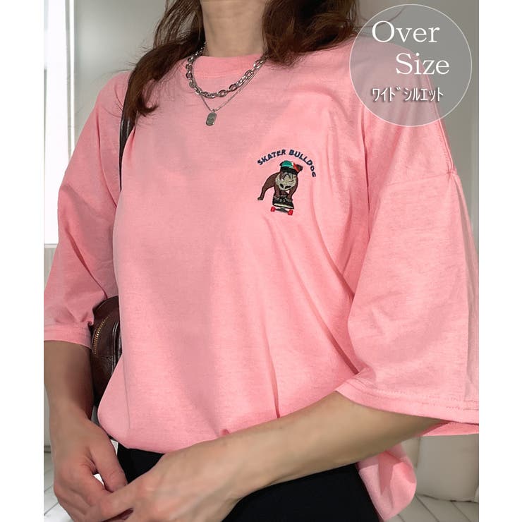 ピンク-ドッグ | Tシャツ 刺繍 Tシャツ | GROOVY STORE