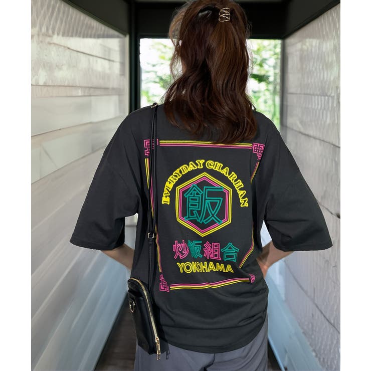 GAVIDIGAVIデザインTシャツ半袖プリントロゴオーバーサイズ黒