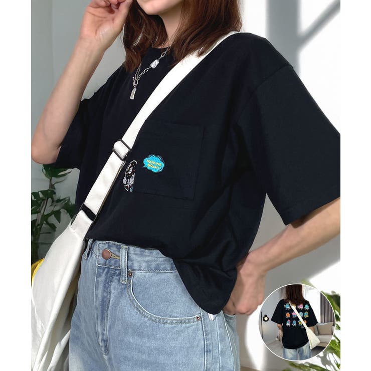 ブラック-ドーナツ | 追加入荷白Tシャツ 黒TシャツTシャツ半袖 オーバーサイズ | GROOVY STORE