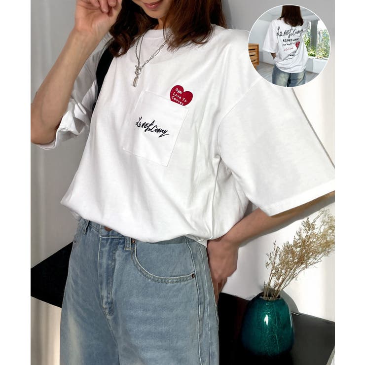 ホワイト-ハート | 追加入荷白Tシャツ 黒TシャツTシャツ半袖 オーバーサイズ | GROOVY STORE