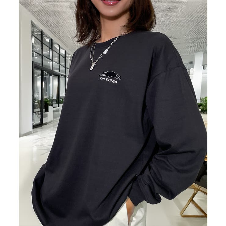 【ワイド】黒ネコ ロンｔ 長袖Tシャツ ワンポイント  | GROOVY STORE | 詳細画像14 