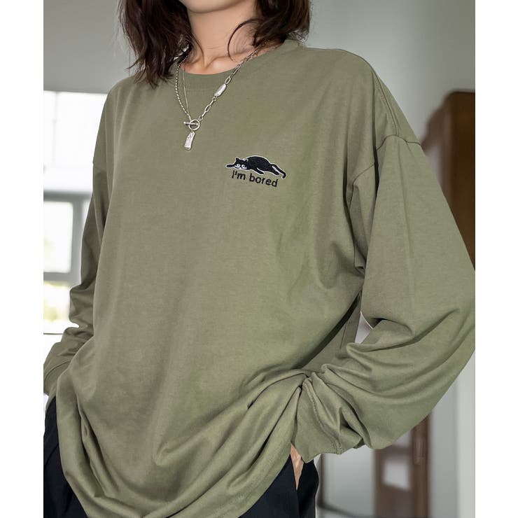 【ワイド】黒ネコ ロンｔ 長袖Tシャツ ワンポイント  | GROOVY STORE | 詳細画像18 