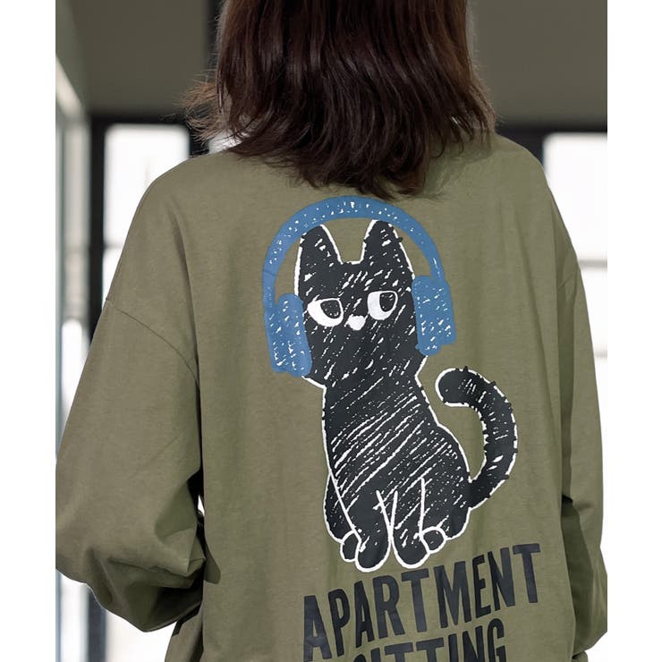 【ワイド】黒ネコ ロンｔ 長袖Tシャツ ワンポイント  | GROOVY STORE | 詳細画像21 