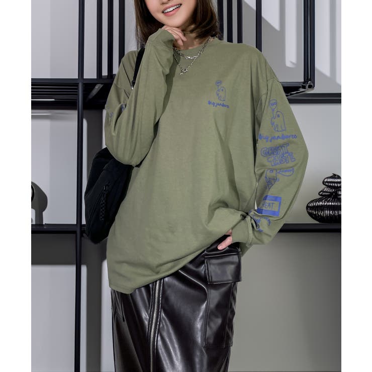 【袖ロゴ】オバケプリント ロンｔ 長袖Tシャツ ワンポイント グラフィックt | GROOVY STORE | 詳細画像19 