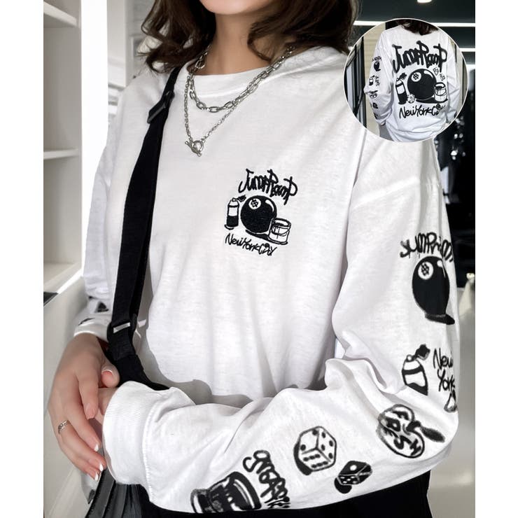 スプレー風プリント ロンｔ 長袖Tシャツ | GROOVY STORE | 詳細画像1 