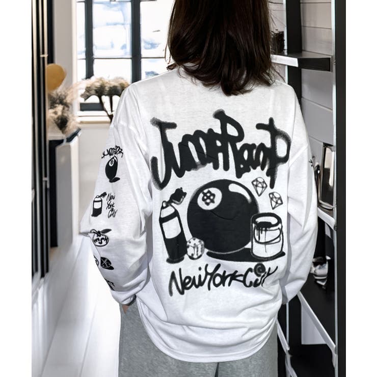 スプレー風プリント ロンｔ 長袖Tシャツ | GROOVY STORE | 詳細画像2 