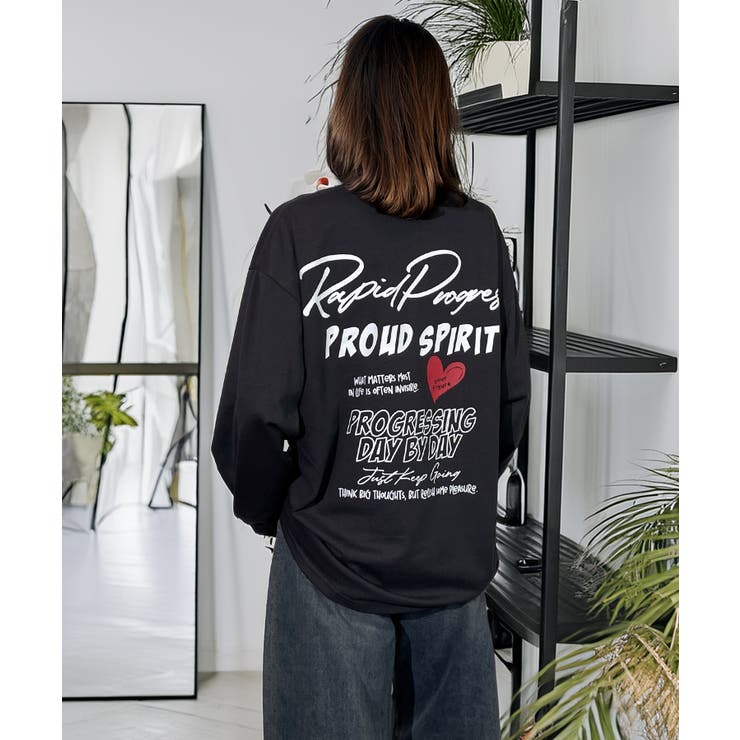 ハート プリント ロンｔ 長袖Tシャツ 刺繍 ワンポイント グラフィックt | GROOVY STORE | 詳細画像10 