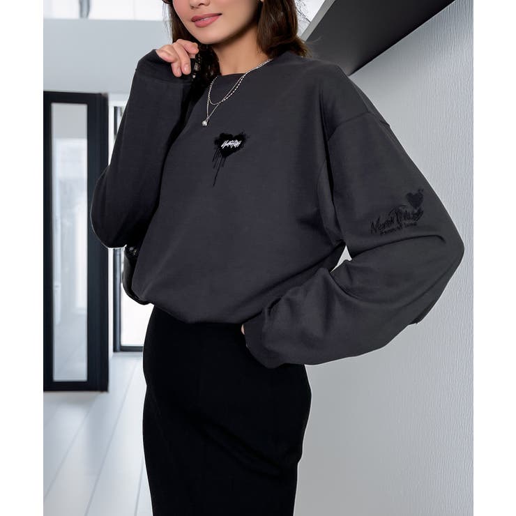 ハート 2か所刺繍 長袖Tシャツ 白 黒 ロンT | GROOVY STORE | 詳細画像22 