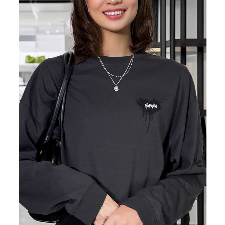 ハート 2か所刺繍 長袖Tシャツ 白 黒 ロンT | GROOVY STORE | 詳細画像23 