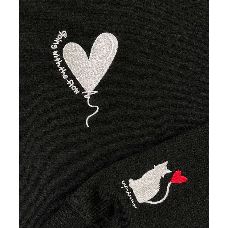 ハート 2か所刺繍 長袖Tシャツ 白 黒 ロンT | GROOVY STORE | 詳細画像24 