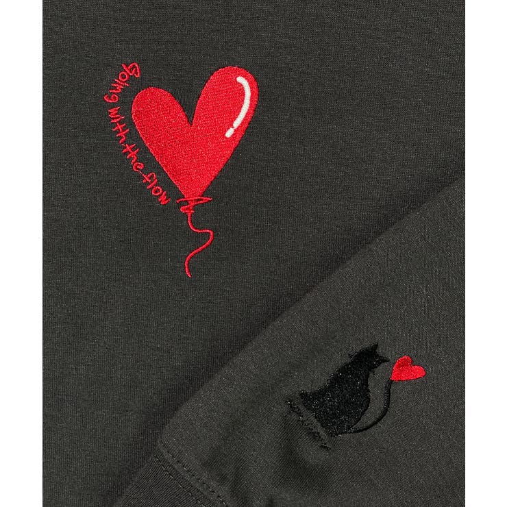 ハート 2か所刺繍 長袖Tシャツ 白 黒 ロンT | GROOVY STORE | 詳細画像25 