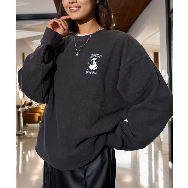 ワイド フリース 刺繍 トレーナー 裏起毛 ゴースト オバケ  | GROOVY STORE | 詳細画像8 