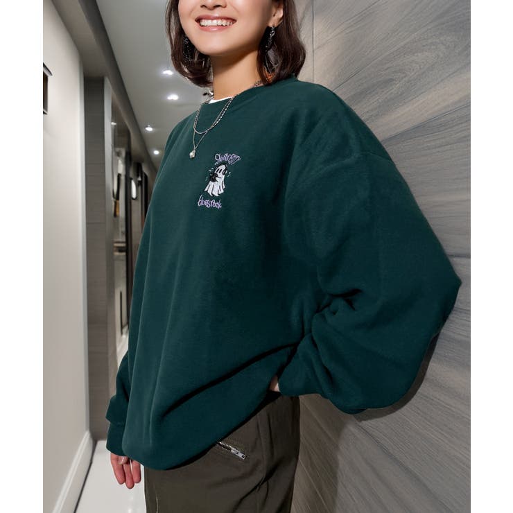 ワイド フリース 刺繍 トレーナー 裏起毛 ゴースト オバケ  | GROOVY STORE | 詳細画像15 