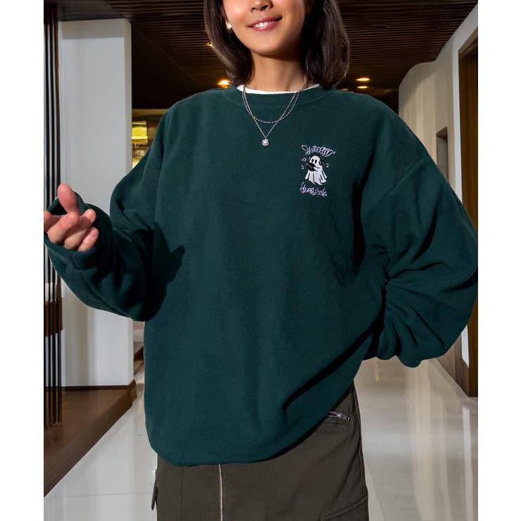 ワイド フリース 刺繍 トレーナー 裏起毛 ゴースト オバケ  | GROOVY STORE | 詳細画像16 