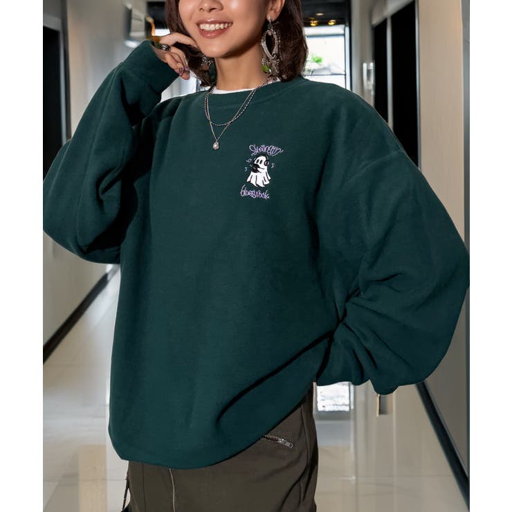 ワイド フリース 刺繍 トレーナー 裏起毛 ゴースト オバケ  | GROOVY STORE | 詳細画像17 