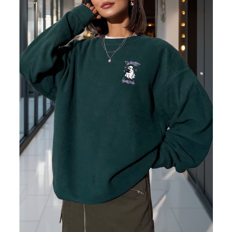 ワイド フリース 刺繍 トレーナー 裏起毛 ゴースト オバケ  | GROOVY STORE | 詳細画像18 