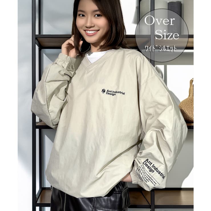 アイボリー-7 | ボリューム袖 短丈 トップス タスラン ナイロン トラック | GROOVY STORE
