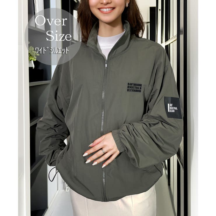 カーキ-6 | ボリューム袖 ジップアップ ブルゾン | GROOVY STORE