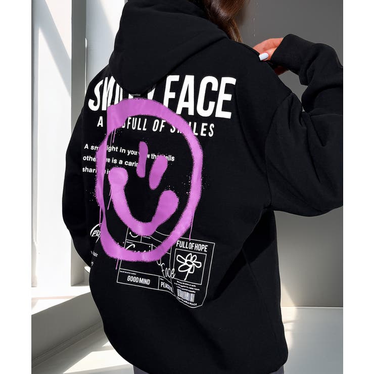 パーカー 裏起毛 グラフィック スウェット パーカ スマイル クマ | GROOVY STORE | 詳細画像10 