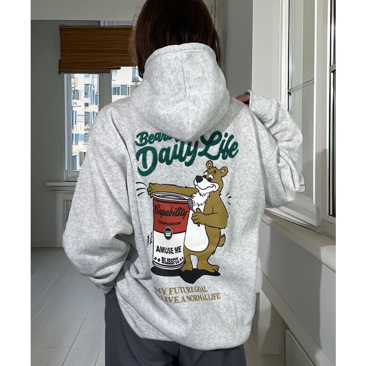 パーカー 裏起毛 グラフィック スウェット パーカ スマイル クマ | GROOVY STORE | 詳細画像16 