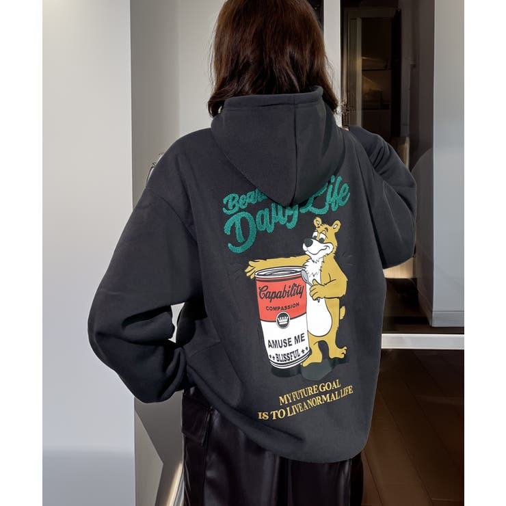 パーカー 裏起毛 グラフィック スウェット パーカ スマイル クマ | GROOVY STORE | 詳細画像23 