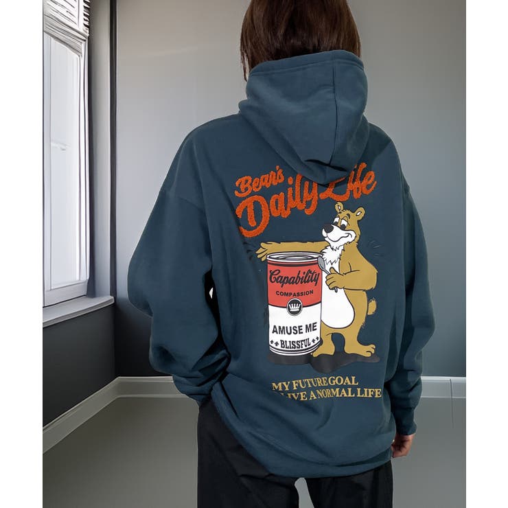 パーカー 裏起毛 グラフィック スウェット パーカ スマイル クマ | GROOVY STORE | 詳細画像26 