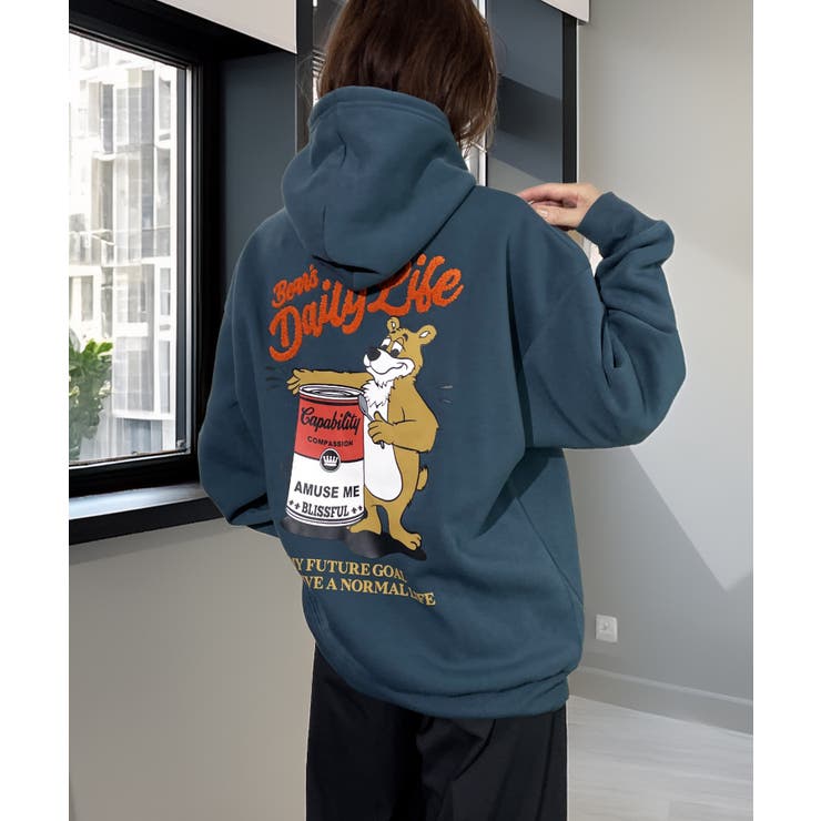 パーカー 裏起毛 グラフィック スウェット パーカ スマイル クマ | GROOVY STORE | 詳細画像25 