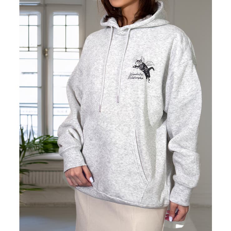 パーカー 裏起毛 グラフィック スウェット パーカ ネコ ボール フードロゴ  | GROOVY STORE | 詳細画像3 