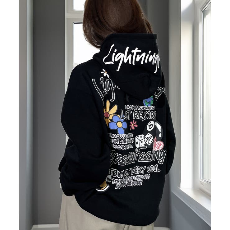 パーカー 裏起毛 グラフィック スウェット パーカ ネコ ボール フードロゴ  | GROOVY STORE | 詳細画像20 