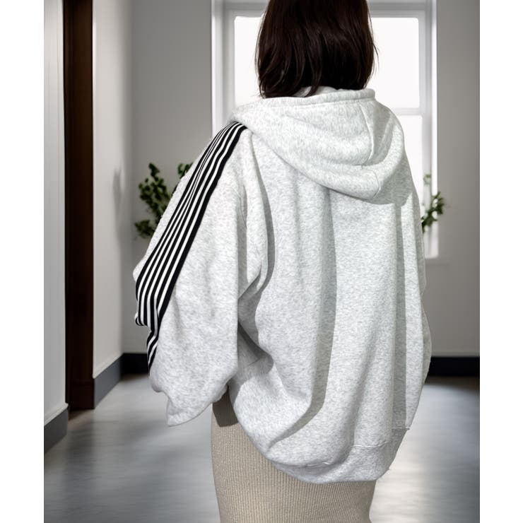 ボリューム袖 ハート ワイド ジップパーカー サイドライン モードグラフィック | GROOVY STORE | 詳細画像10 