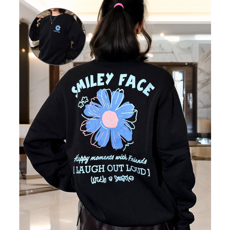 ブラック-スマイル | スマイル サークルロゴ トレーナー | GROOVY STORE