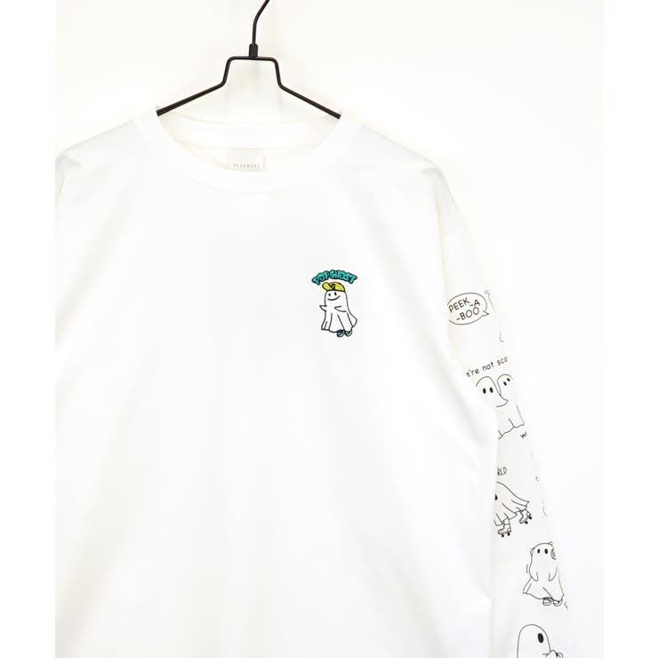 オバケ ロンT 刺繍 ストレッチ 長袖 Tシャツ[品番：GRVK0003302