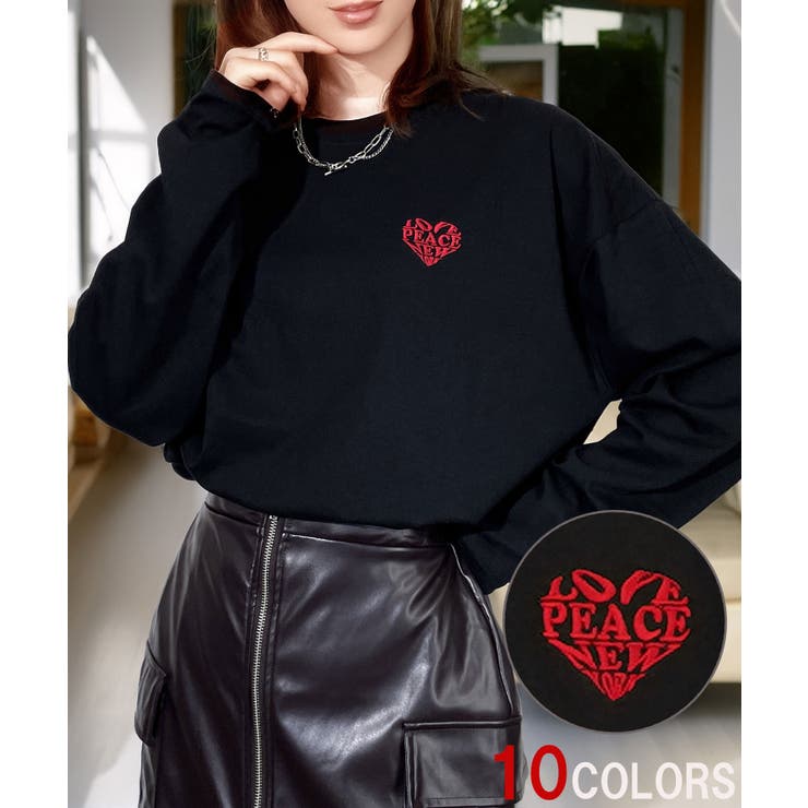 【ワイド】刺繍 長袖Tシャツ ロンｔワイド ワンポイント  | GROOVY STORE | 詳細画像1 