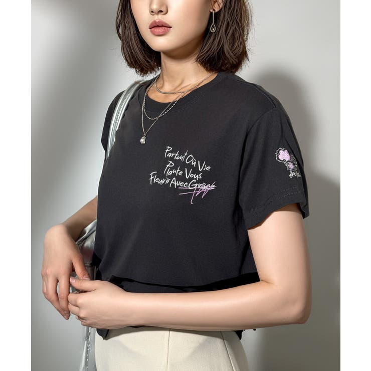 【刺繍】ワンポイント Tシャツ半袖 グラフィック フラワー ロゴ 袖刺繍 | GROOVY STORE | 詳細画像5 