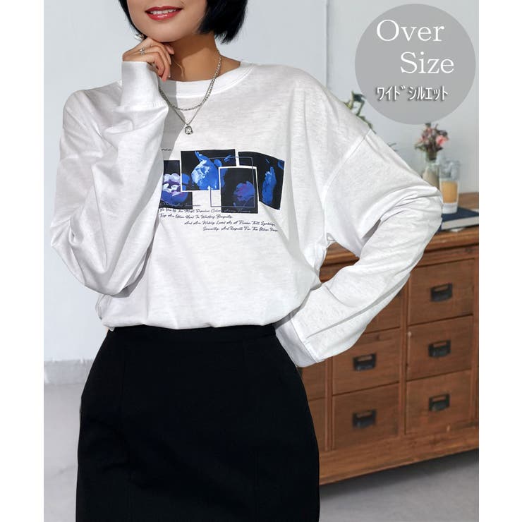 ホワイト-4 | グラフィック プリント ロンｔ モード 長袖Tシャツ | GROOVY STORE