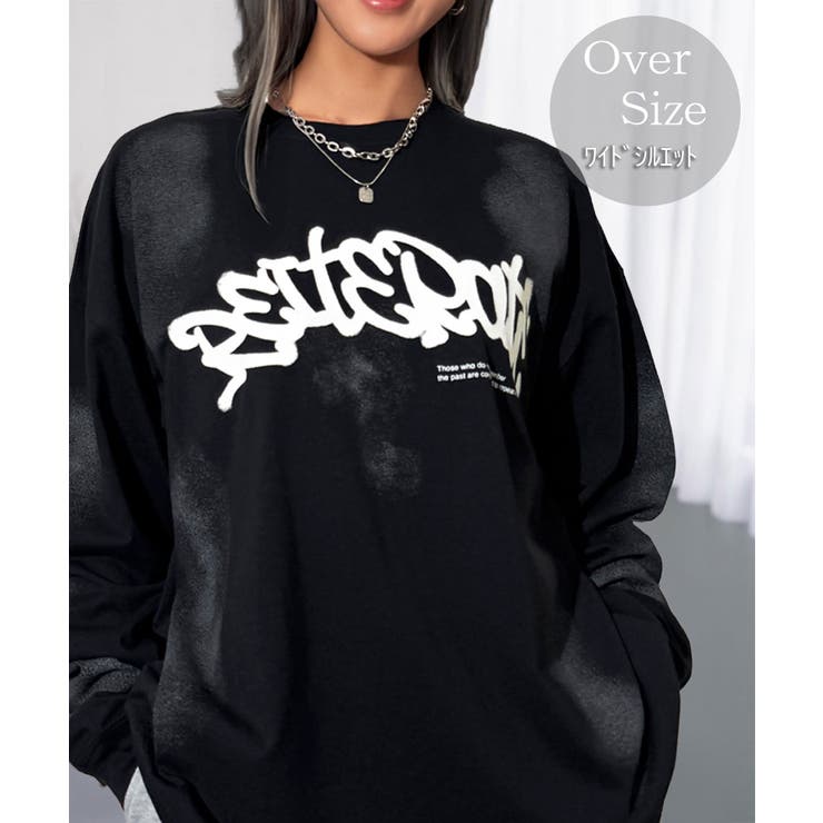 ブラック-1 | グラフィック プリント ロンｔ モード 長袖Tシャツ | GROOVY STORE