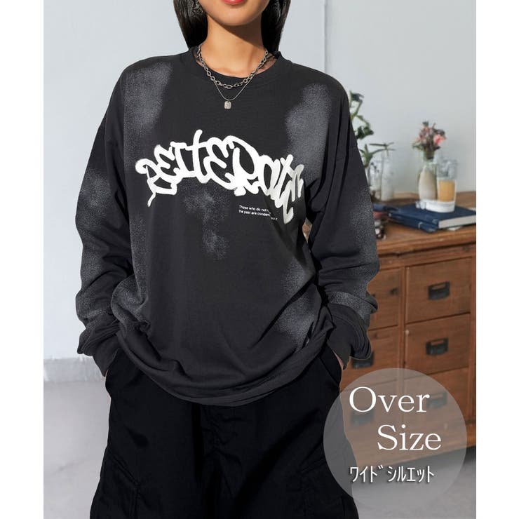 ブラック系-1 | グラフィック プリント ロンｔ モード 長袖Tシャツ | GROOVY STORE