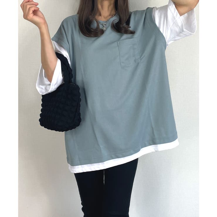 ベスト風 オーバーサイズ Tシャツ[品番：GRVK0002684]｜GROOVY STORE