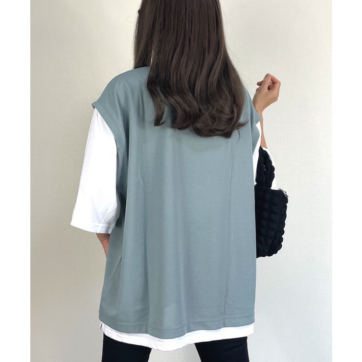 ベスト風 オーバーサイズ Tシャツ[品番：GRVK0002684]｜GROOVY STORE