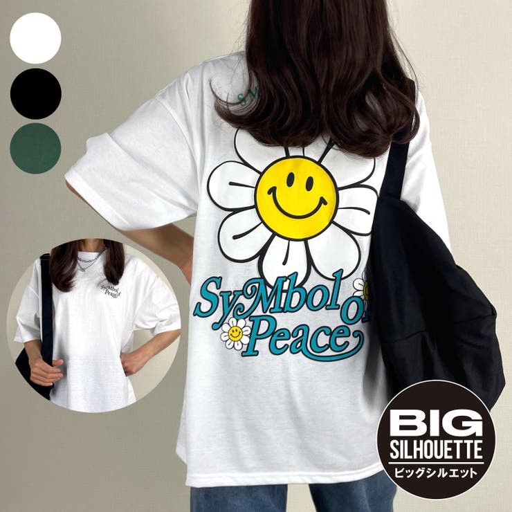 TWO PEACE プリント ロゴ Tシャツ ストリート デザイン